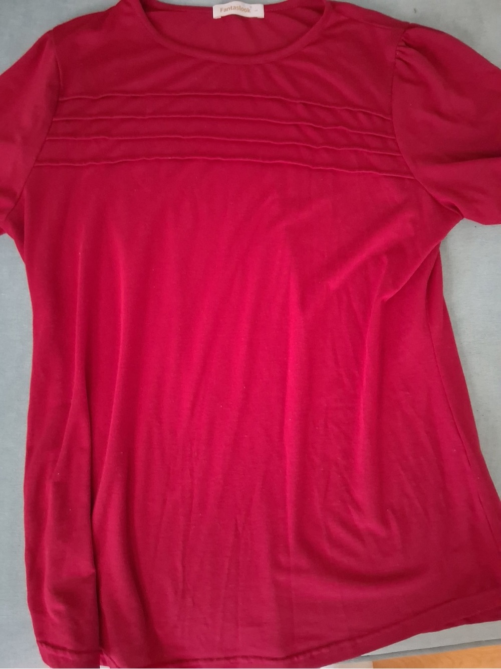 Red Pintuck Front Women's Top